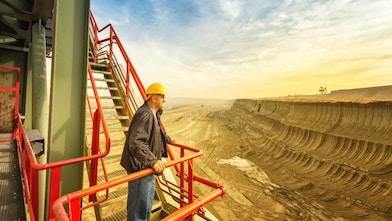 Man looking over mine
