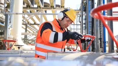 Engineer working on gas pipline