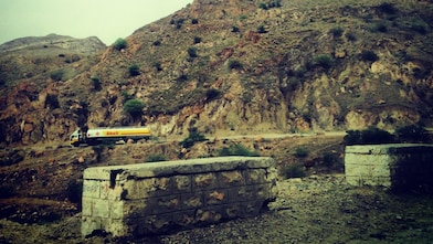 Oil tanker moving on the road