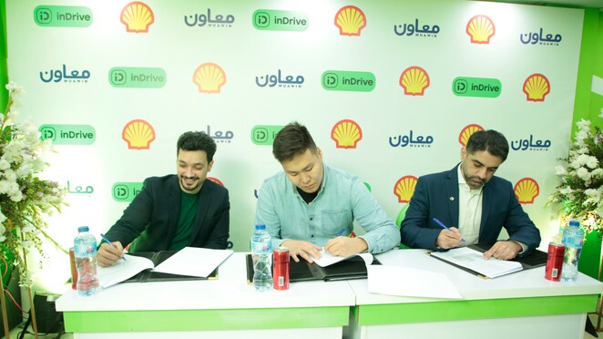Syed Hashim Ali (Co-Founder, Muawin), Afanasiy Petrov (Business Development Manager South Asia, inDrive),  Syed Saad (District Sales Manager, Shell Pakistan)