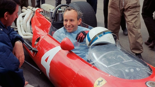 John Surtees on a Ferrari car